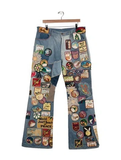 Pre-owned Kapital Beautiful World Insane Straight-leg Jeans In Blue