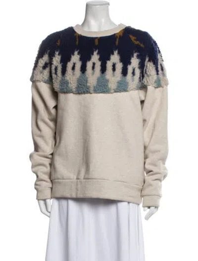 Pre-owned Kapital Boa Fleece Graphic Print Sweatshirt In Neutrals