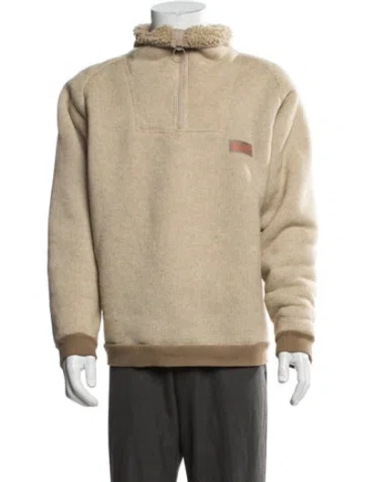 Pre-owned Kapital Boa Fleece Zip Alpine Mock Neck Sweatshirt In Neutrals