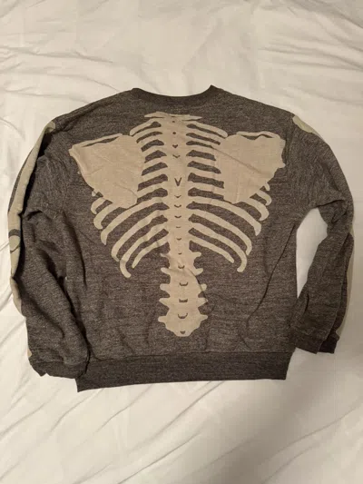 Pre-owned Kapital Bone Gandrelle Big Crew Sweater Charcoal Size 3 In Gray
