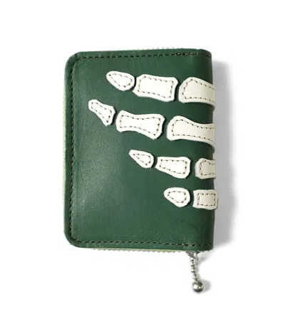 Pre-owned Kapital Bone Zip Mini Wallet In Green