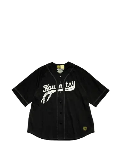 Kapital Bones-embroidered Oversized Baseball Jersey Shirt In Black