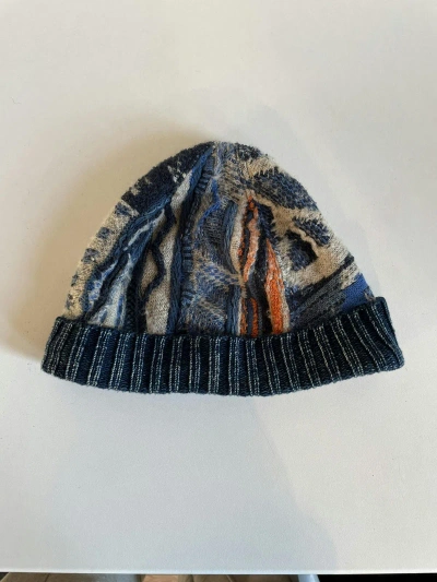 Pre-owned Kapital Boro Gaudy 7g Knit Hat/beanie In Blue