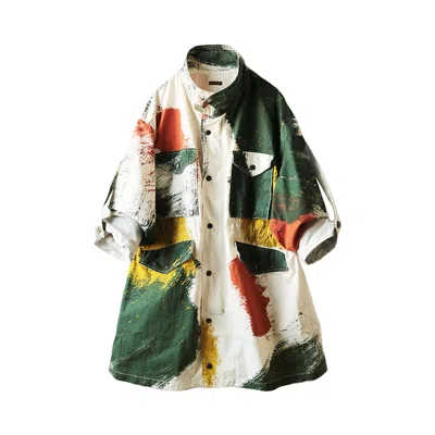 Pre-owned Kapital Brush Camo Resizing Field Coat 'ecru' | White | Men's Size 3