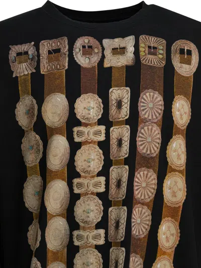 Kapital Curtain Concho Crew Neck T-shirt In Black