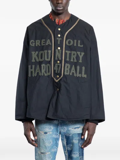 Kapital Buttoned Cotton Jacket In Blue