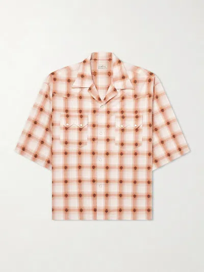 Kapital Camp-collar Checked Cotton Western Shirt In Brown