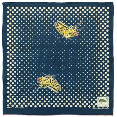Pre-owned Kapital Capital Fast Color Selvage Bandana "coco Swallowtail" Navy / Black