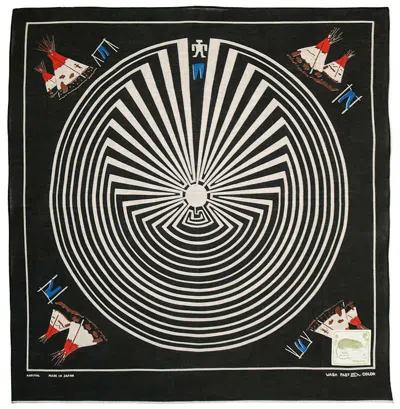 Pre-owned Kapital Capital Fast Color Selvage Bandana "denim Man In Big Maze" From Japan In Black