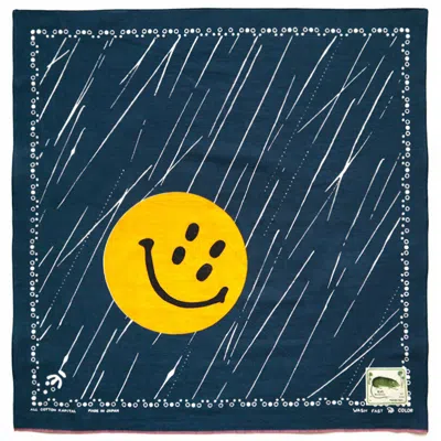 Pre-owned Kapital Capital Fast Color Selvage Bandana "rain Bowy" Khaki / Navy From Japan
