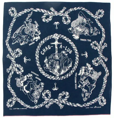 Pre-owned Kapital Capital Fast Color Selvage Bandana "sneak Anchor" Black From Japan In Navy