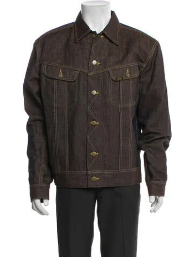 Pre-owned Kapital Century Denim Striped Jacket W/ Tags In Brown