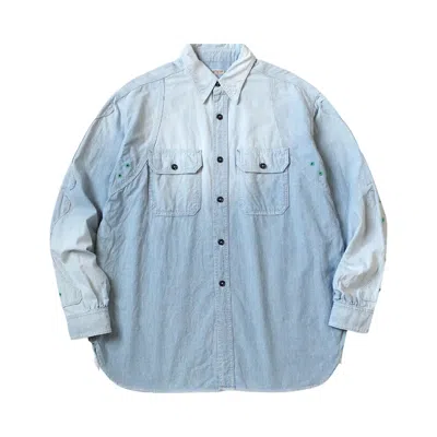 Pre-owned Kapital Chambray 2tones Bone Patch Ventilator Workshirt 'sax' | Blue | Men's Size 3