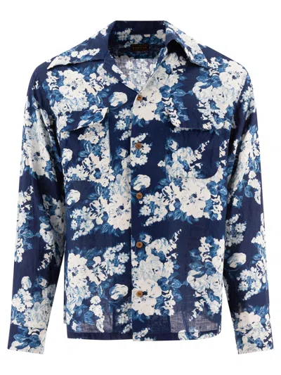Kapital Champetre Discharge Shirts In Navy