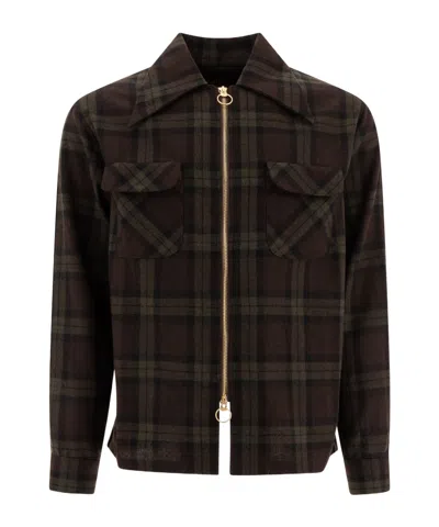 Kapital Check Zipper Casual Jacket In Black