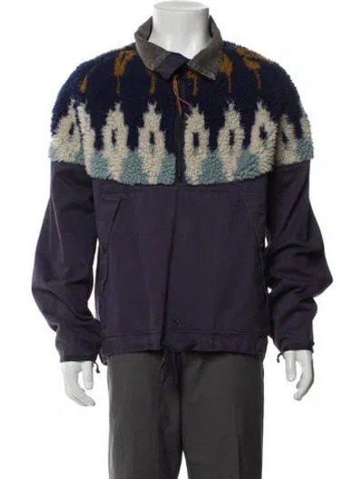 Pre-owned Kapital Chino Boa Nordic Fleece Anorak Printed Denim Jacket In Blue