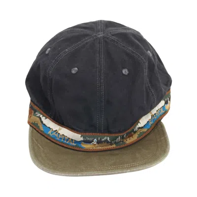 Pre-owned Kapital Chino Brimfield Cap (navajo Boat) 'black/brown' | Men's Size Onesize