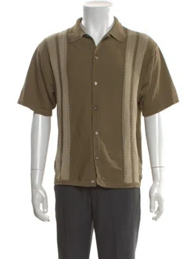 Pre-owned Kapital Colorblock Pattern Mock Neck Polo Sweater In Green