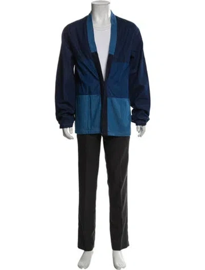 Pre-owned Kapital Colorblock Pattern Overcoat In Blue