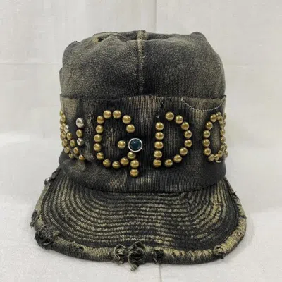 Pre-owned Kapital Conductor Cap Old Man Kingdom Of K Studded Jewel Gemstone In Black