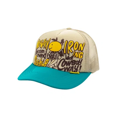Pre-owned Kapital Coneycowbowy Trucker Cap 'beige/turquoise' | Multi-color | Men's Size Onesize