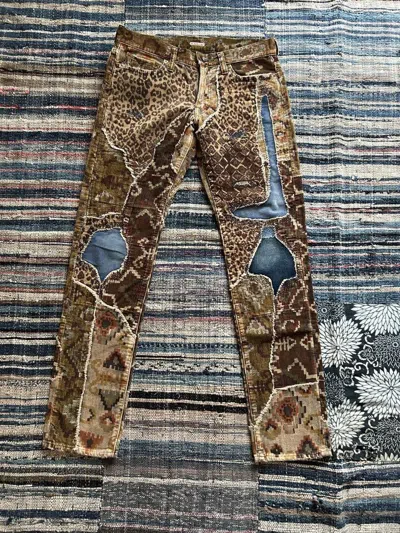 Pre-owned Kapital Corduroy X Chino Patchwork Tapered Pants Brown 32