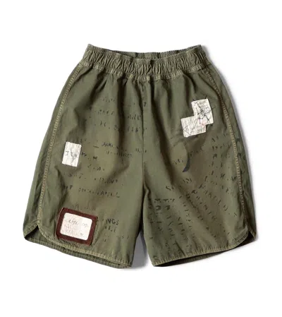 Pre-owned Kapital Cotton Burberry Remake Shorts M's Size 3 In Khaki