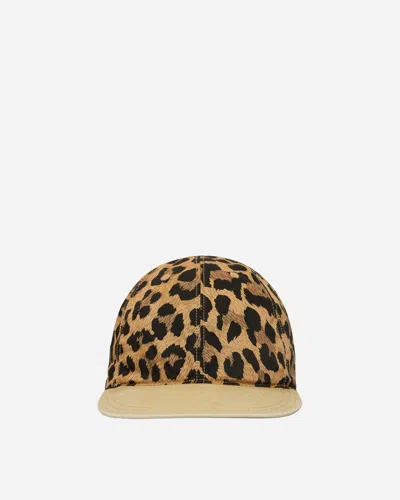 Kapital Cotton Herringbone Leopard Baseball Cap In Brown
