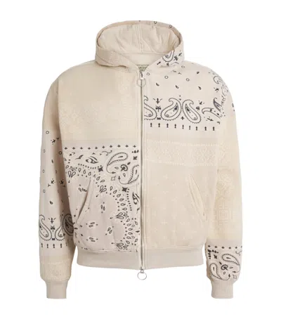 Kapital Panelled Bandana-print Cotton-jersey And Quilted Shell Hoodie In White