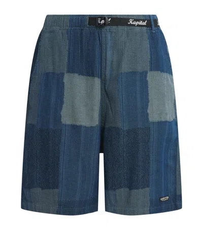 Kapital Cotton Tugihagi Patchwork Shorts In Blue