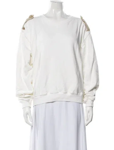 Pre-owned Kapital Crew Neck Long Sleeve Sweatshirt In White