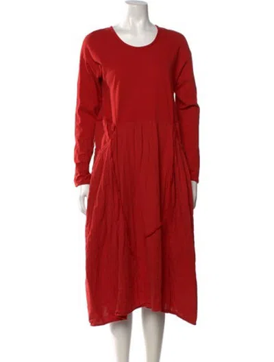 Pre-owned Kapital Crew Neck Midi Length Dress In Orange/red