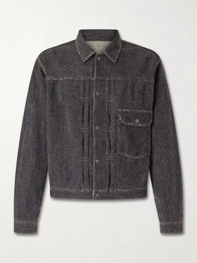 Kapital Cropped Cotton-blend Twill Jacket In Gray