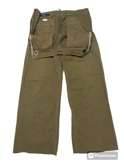 Pre-owned Kapital Cropped Pant Side Zipper Chopped On Bottom In Brown