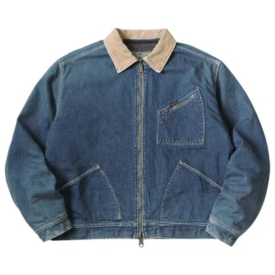 Pre-owned Kapital Denim Bone Lining Reversible Zip Up Work Jacket 'indigo' | Blue | Men's Size 4
