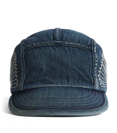 Kapital Denim Furoshiki Camp Cap In Blue