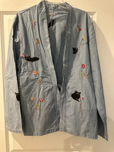 Pre-owned Kapital Denim Kimono Cardigan- Size Xl In Blue