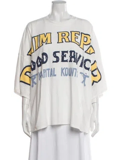 Pre-owned Kapital Denim Repair Service Graphic Print T-shirt W/ Tags In White