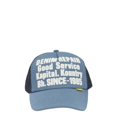 Kapital 'denim Repair Service' Trucker Hat In Blue