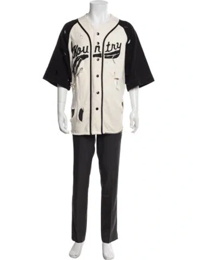 Pre-owned Kapital Dense Baseball Jersey Graphic Print Shirt In Black/neutrals