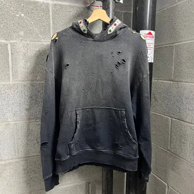 Pre-owned Kapital Distressed Jewel Thriller Hoodie - Size M In Gray
