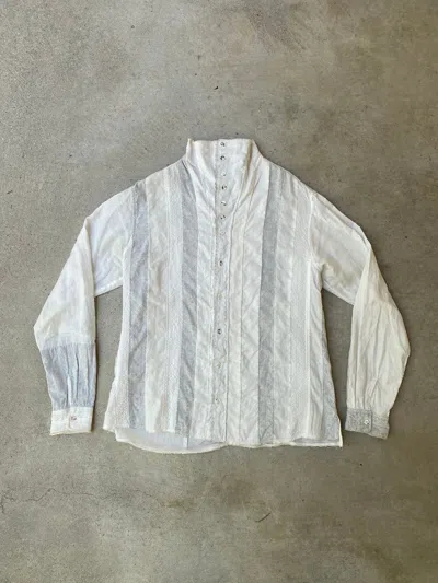 Pre-owned Kapital Distressed Patchwork Striped Shirt In White