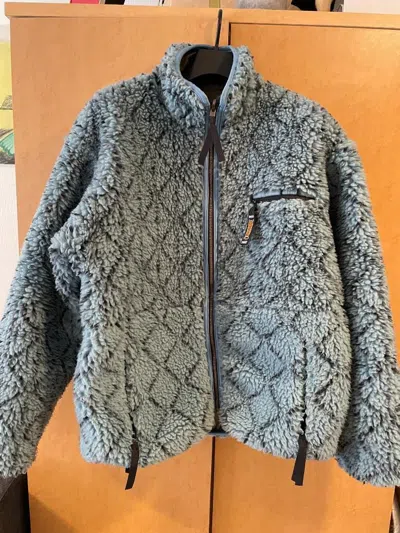 Pre-owned Kapital Dogi Sashiko Boa Fleece Reversible Blouson 4 In Sax Blue