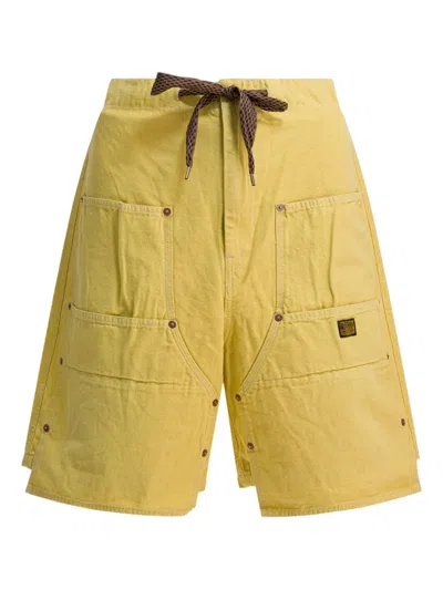 Kapital Drawstring Cargo-pocket Shorts In Yellow