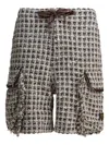 Kapital Drawstring-waist Tweed Shorts In Gray