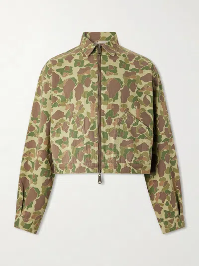 Kapital Drizzler Reversible Herringbone Camouflage-print Cotton Blouson Jacket In Green