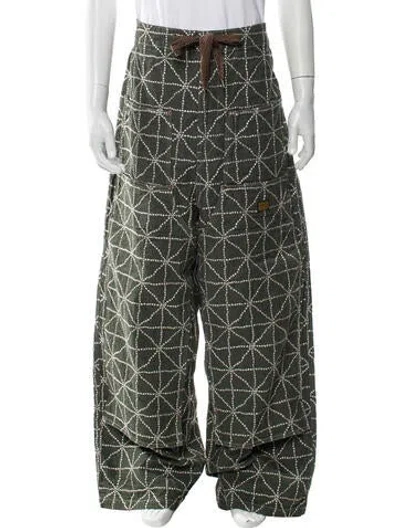 Pre-owned Kapital Easy 8oz 'folk Dojo' Double Knee Joggers W/ Tags In Green