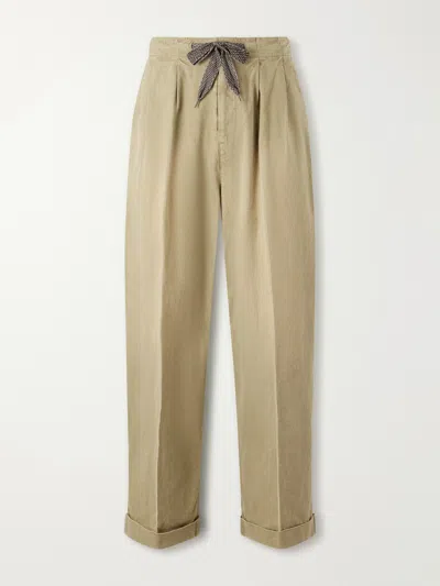 Kapital Easy Straight-leg Pleated Cotton-canvas Trousers In Animal Print