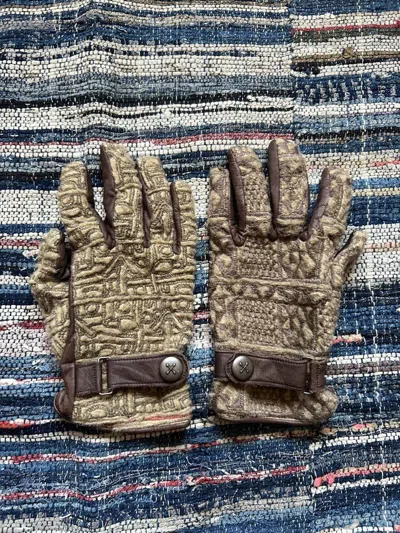 Pre-owned Kapital Embossed Design Gloves / Mittens Beige 2