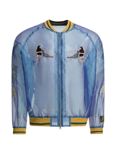 Kapital Embroidered Bomber Jacket In Blue
